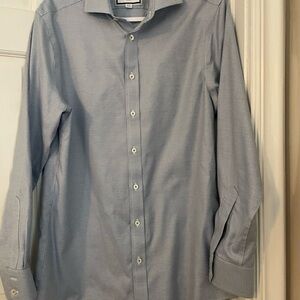 Men's Charles Tyrwhitt Micro Check Blue Dress Shirt Beautiful Fabric 16/35‎
